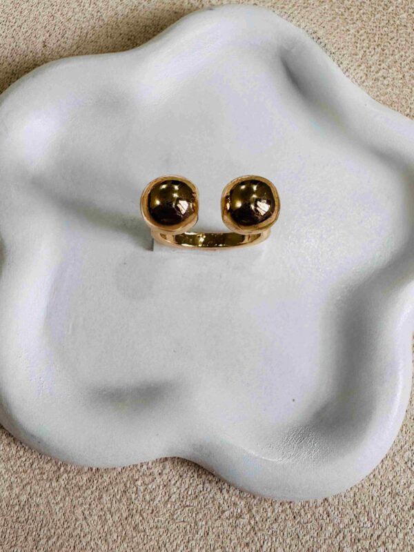 Bold Dual Sphere Gold Ring