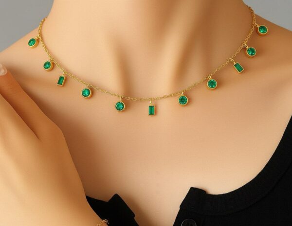 Green‑Color Charm Necklace