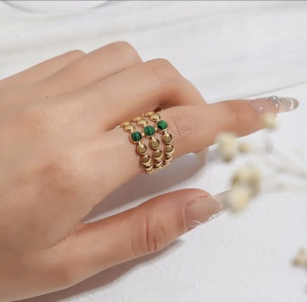 3 Layers Green Stone Ring