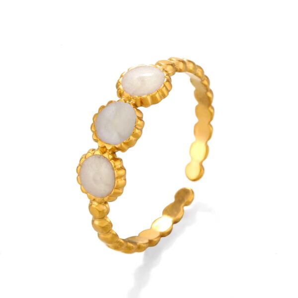 White Triple Stone Ring