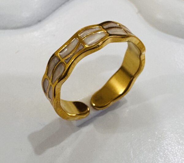 White Grid Ring (Adjustable)