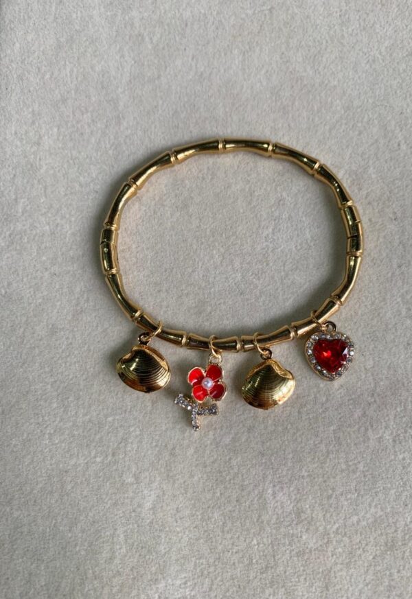 Red‑Heart Charm Bangle