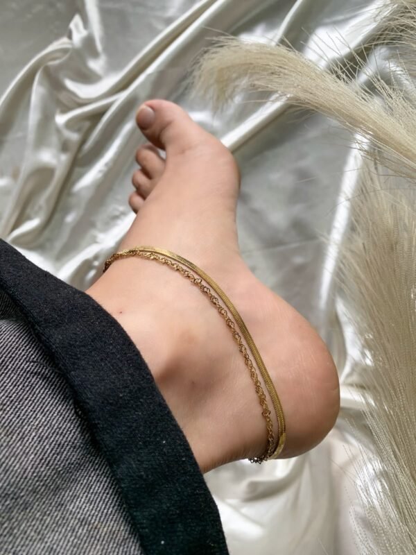 Golden Duo Snake Anklet (Pair)