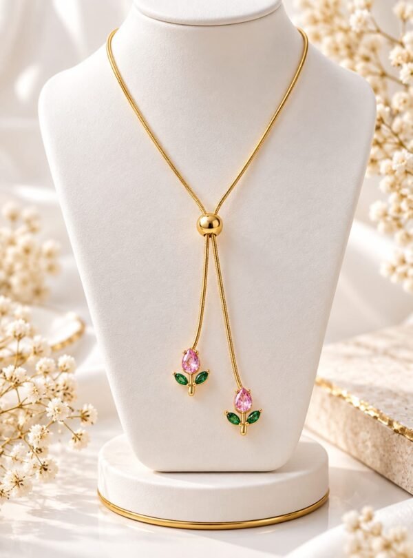Pink Twin Leaf Chain