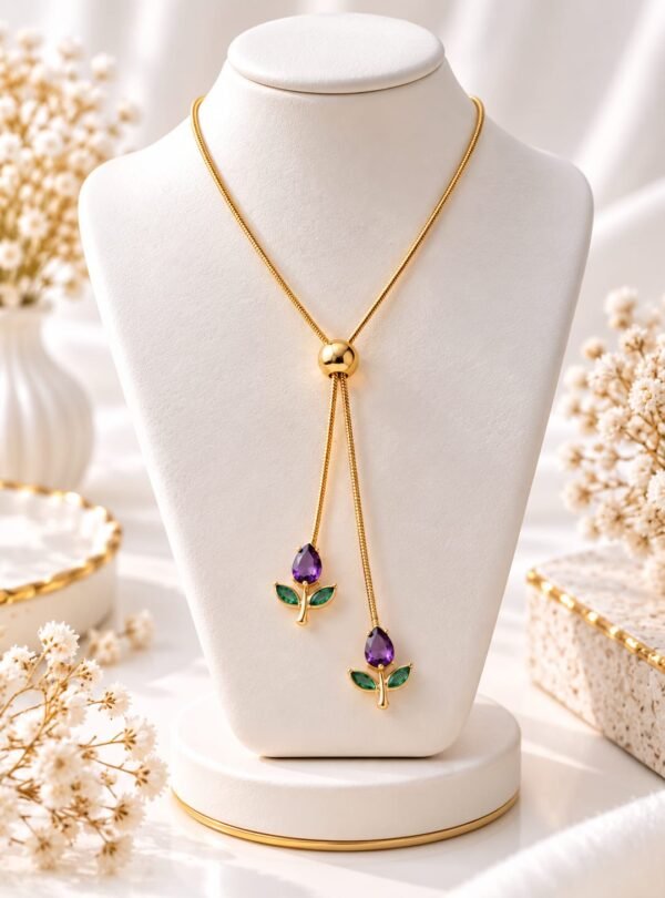 Purple and Green Twin Leaf Chain