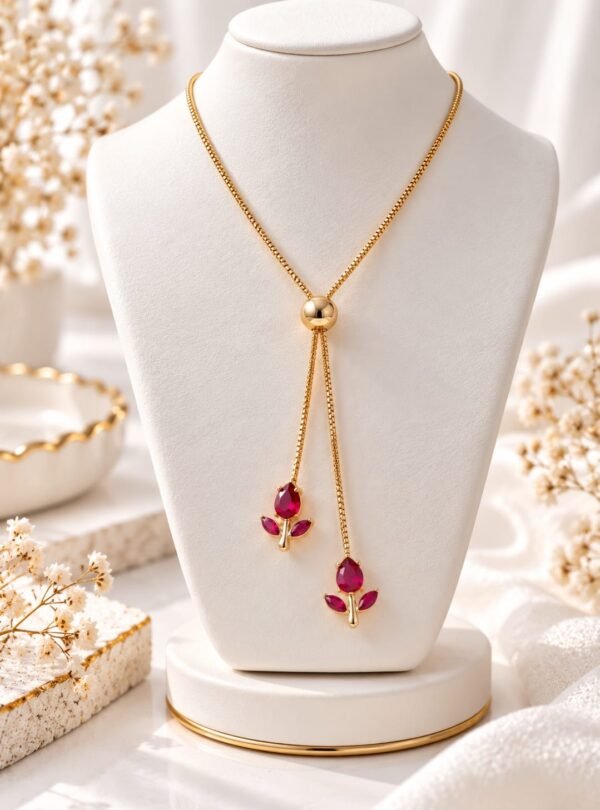 Ruby Twin Leaf Chain