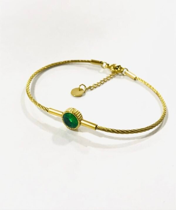 Emerald Halo Cable Bangle