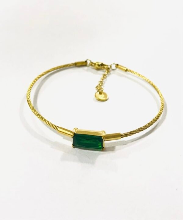 Emerald Sleek Cable Bangle
